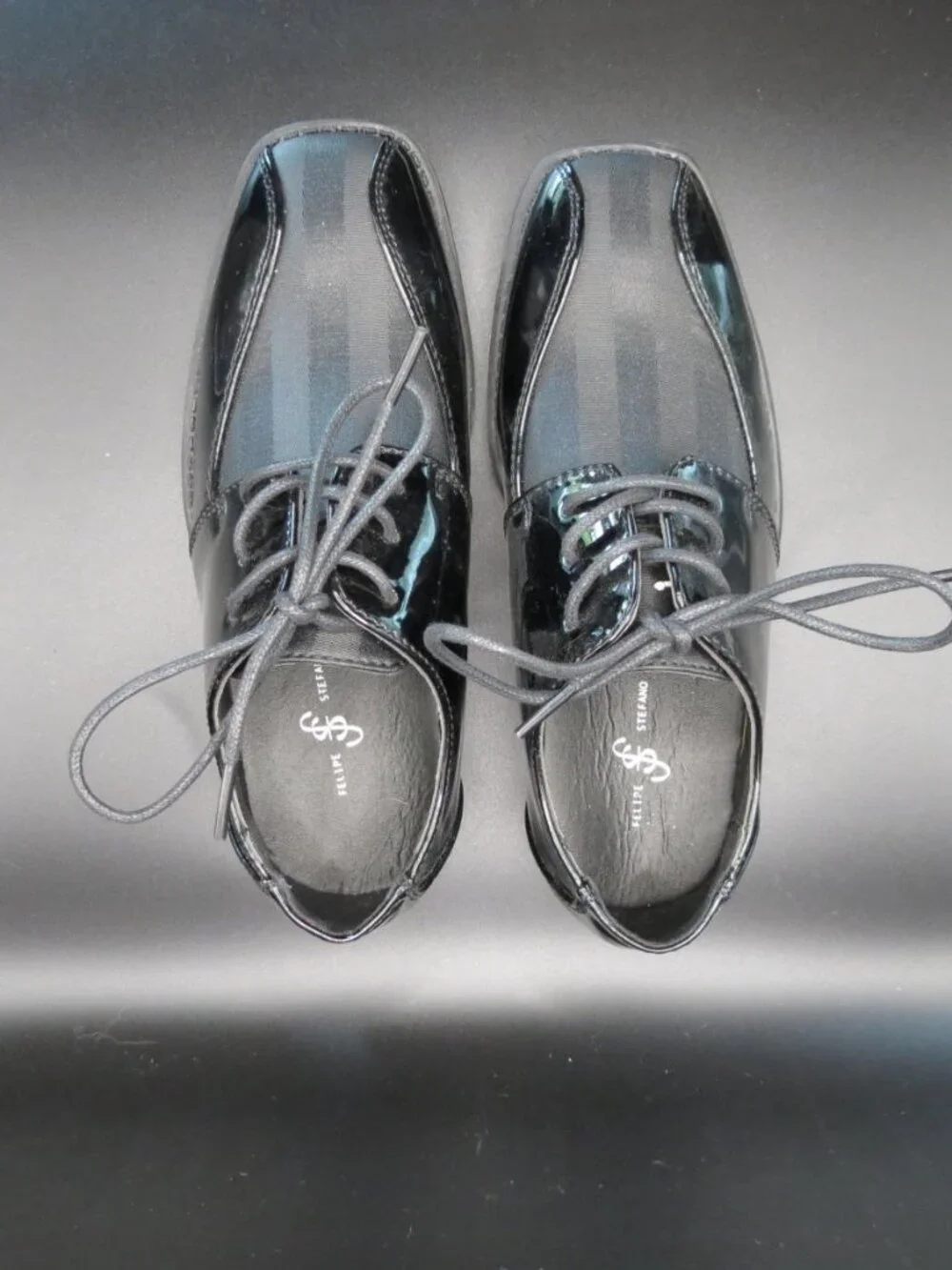 Felipe Stefano Boys Black Oxford Dress Shoes Patent Leather Size 13M